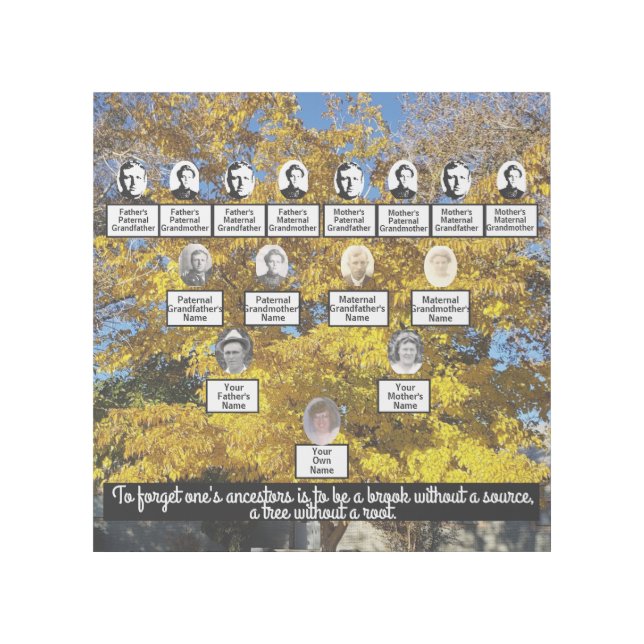 Golden Leaf Tree Ancestors Quote Photos Names Gallery Wrap (Front)