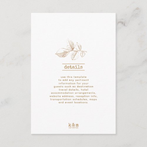 Golden Leaf Wedding Details 2 ID655 Enclosure Card