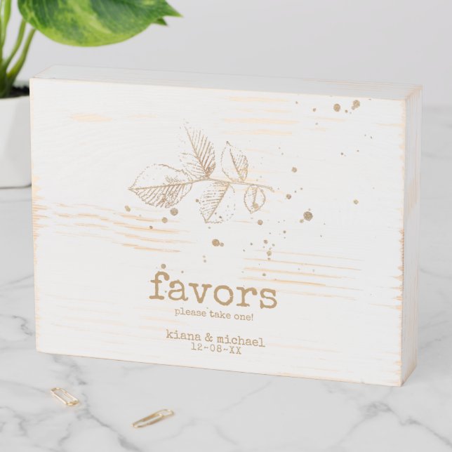 Golden Leaf Wedding Favors ID655 Wooden Box Sign (In Situ Horizontal)