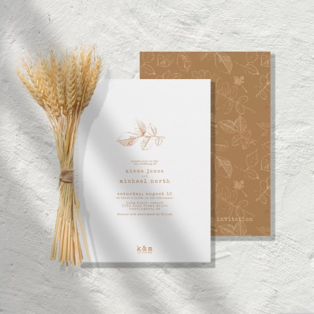 Golden Leaf Wedding Gold ID655 Invitation (Creator Uploaded)