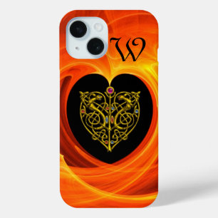 GOLDEN LEAF WITH CELTIC KNOTS,Black Orange Yellow iPhone 15 Case