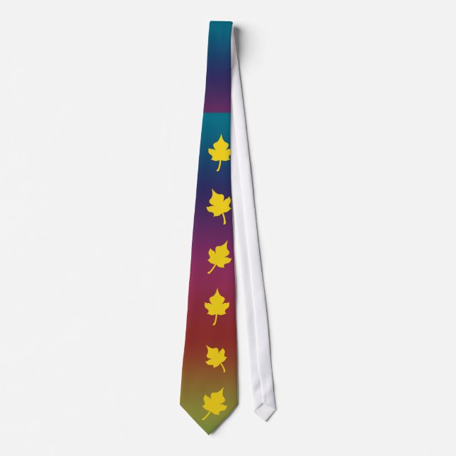Golden Leaf with Rainbow - Neck Tie (Front)