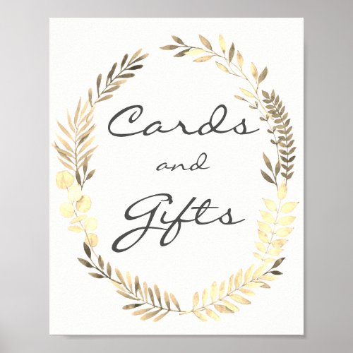 Golden Leaf Wreath Cards And Gifts Wedding Poster