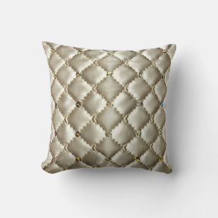 Golden Leather: Luxurious Background Texture Throw Pillow