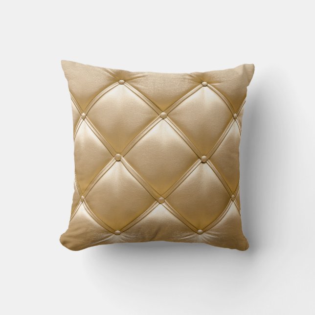 Golden Leather Upholstery Closeup Throw Pillow (Front)