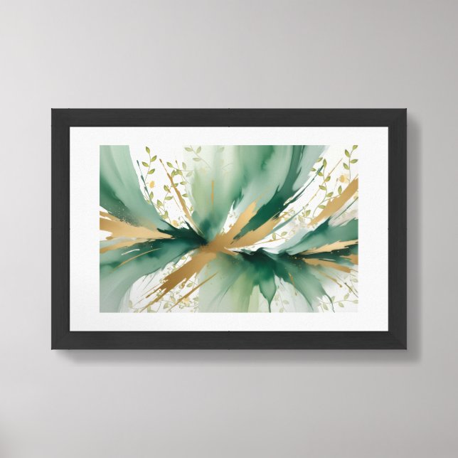 “Golden Leaves” 17 X 11” Matted &  Framed Art (Framed Front)