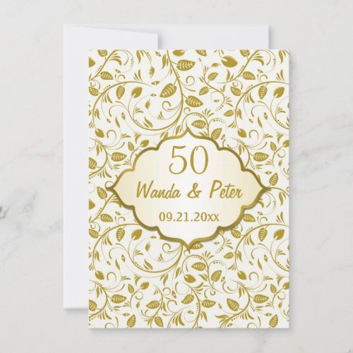 Golden leaves 50th Wedding Anniversary Invites