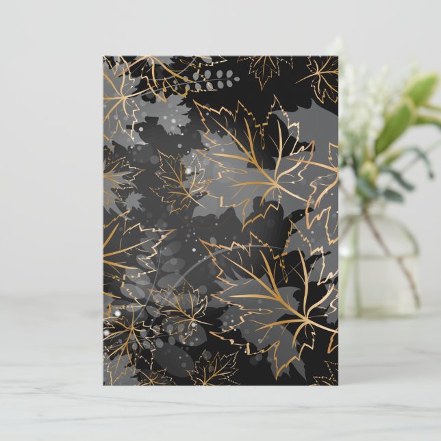 Golden Leaves 5 Thank You Card (Standing Front)