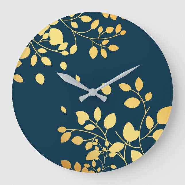Golden Leaves 8 Large Clock (Front)