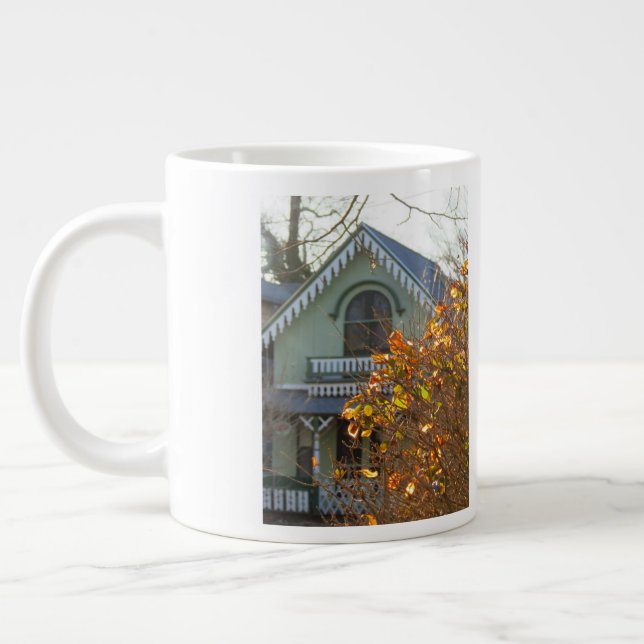 Golden Leaves and Gingerbread - Martha's Vineyard Giant Coffee Mug (Left)