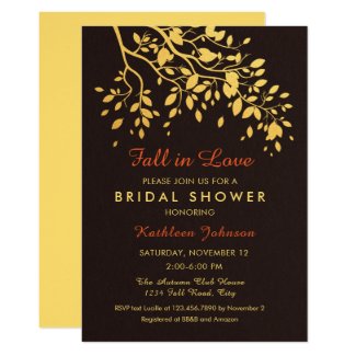Golden Leaves Autumn Bridal Shower Invitation