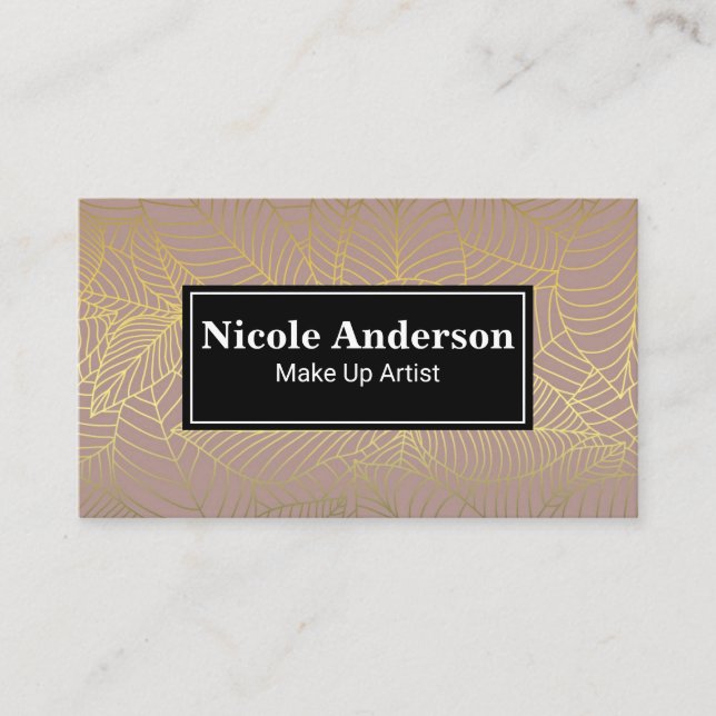 Golden Leaves Background Business Card (Front)