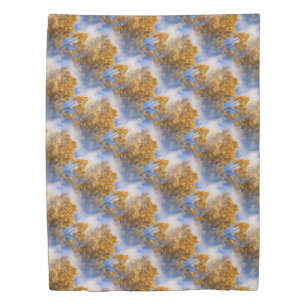 Golden Leaves Blue Sky Nature Pattern Duvet Cover