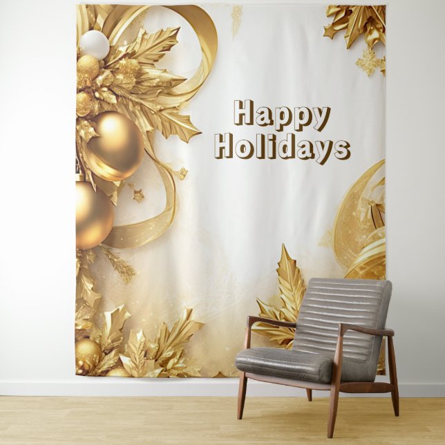 Golden Leaves Christmas Holiday Backdrop (In Situ)