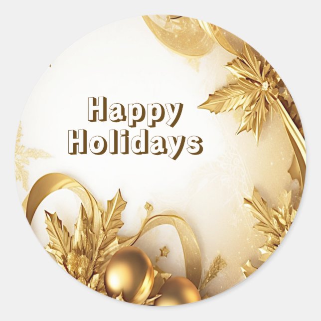 Golden Leaves Christmas Holiday Sticker (Front)