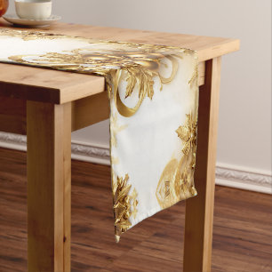Golden Leaves Christmas Holiday Table Runner