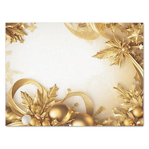 Golden Leaves Christmas Holiday Tissue Paper