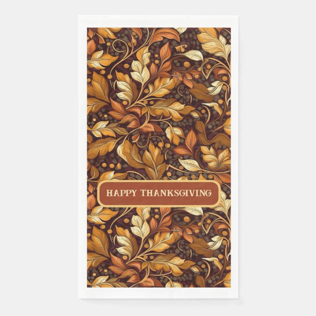 Golden Leaves Customizable Paper Guest Towels (Front)