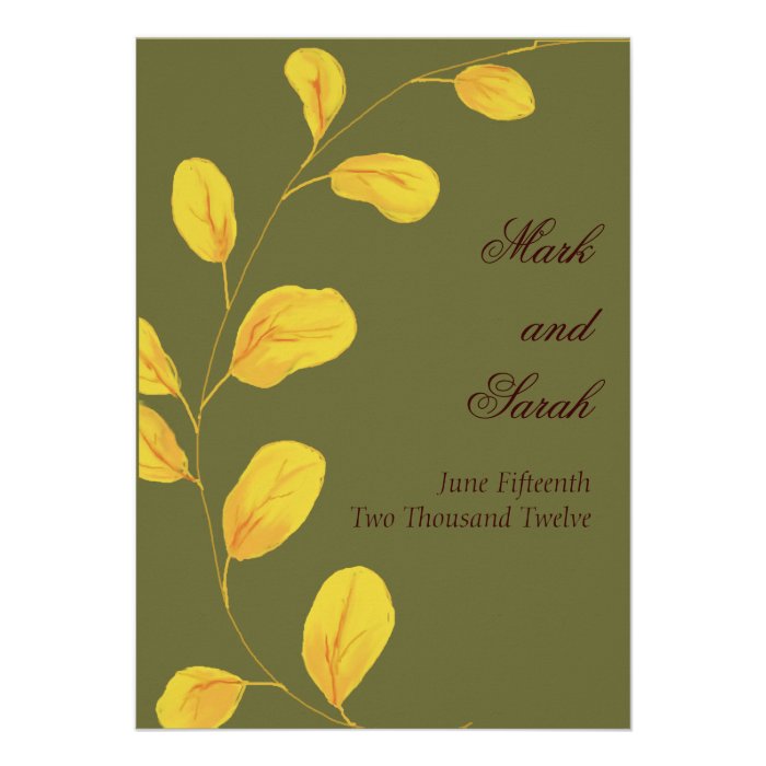 Golden Leaves Eucalyptus Invitation