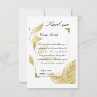 Golden Leaves Flat Thank You Card