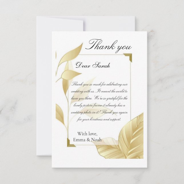 Golden Leaves Flat Thank You Card (Front)