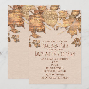 Golden Leaves Rustic Autumn Wedding Invitation