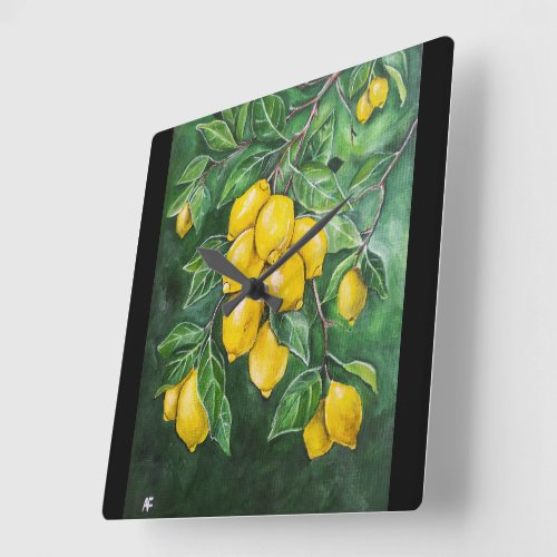 Golden Lemons on a Winter's Day by Alfred Fox Square Wall Clock