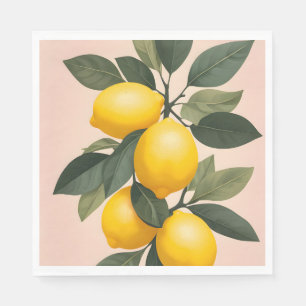 Golden Lemons on Green Napkins