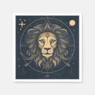 Golden Leo Zodiac Astrology Design Napkins