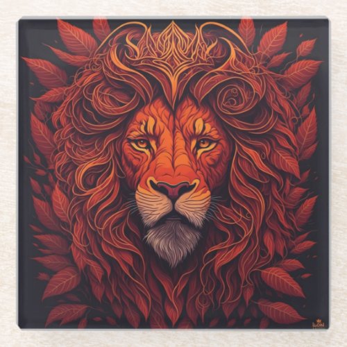 Golden Leon Details C Glass Coaster