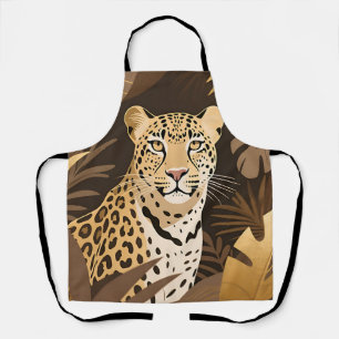 Golden Leopard Jungle Boho Wildlife Apron