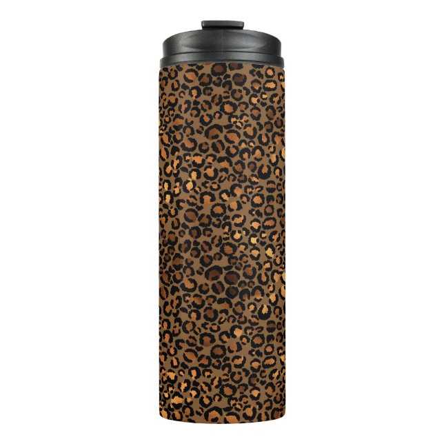 Golden Leopard Pattern Thermal Tumbler (Front)