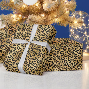 Golden Leopard Print Bold Wild Animal Pattern Wrapping Paper