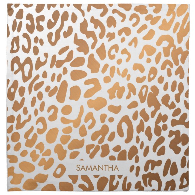 Golden Leopard Print Cloth Napkin (Front)
