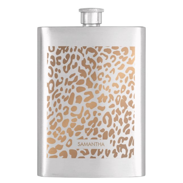 Golden Leopard Print Flask (Front)
