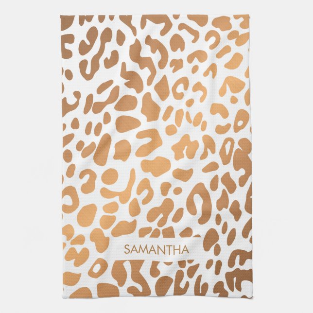 Golden Leopard Print Kitchen Towel (Vertical)