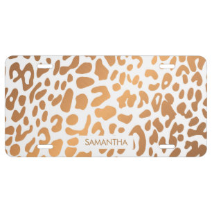 Golden Leopard Print License Plate
