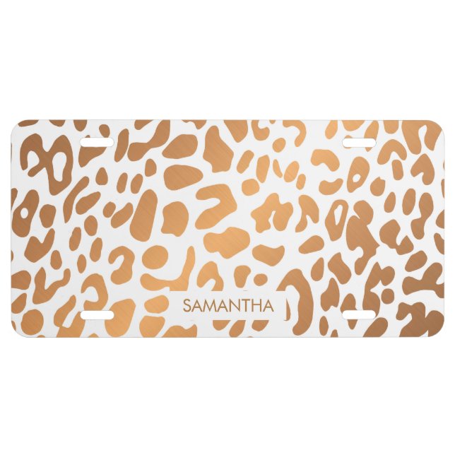 Golden Leopard Print License Plate (Front)