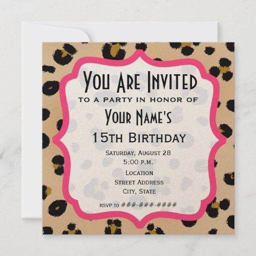 Golden Leopard Print Party Invitation