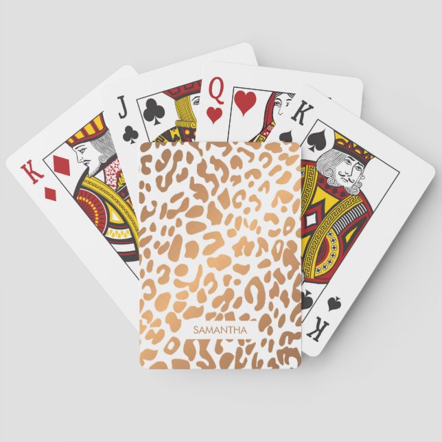 Golden Leopard Print Poker Cards (Back)