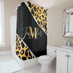 Golden Leopard Print Shower Curtain