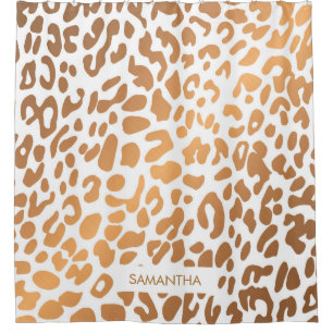 Golden Leopard Print Shower Curtain