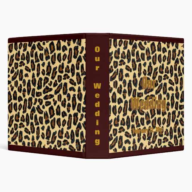 Golden Leopard Print Wedding Album 3 Ring Binder (Background)