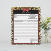 Golden Leopard Print With Red Bow Salon Order Form (Standing Front)