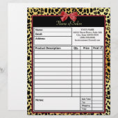 Golden Leopard Print With Red Bow Salon Order Form (Front/Back)