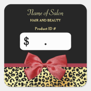 Golden Leopard Print With Red Bow Salon Price Tags