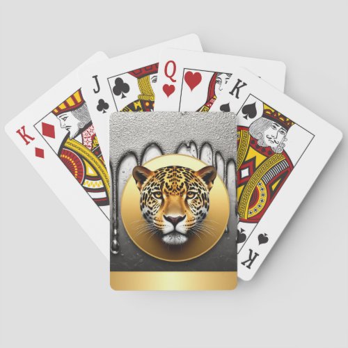 Golden Leopard With Water Drop Details 🐆 Poker Cards