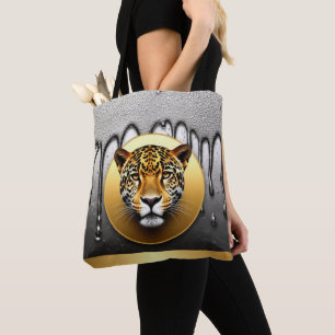 Golden Leopard With Water Drop Details 🐆 Tote Bag