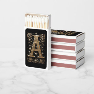 Golden Letter A With Gemstones Baroque Embellishme Matchboxes