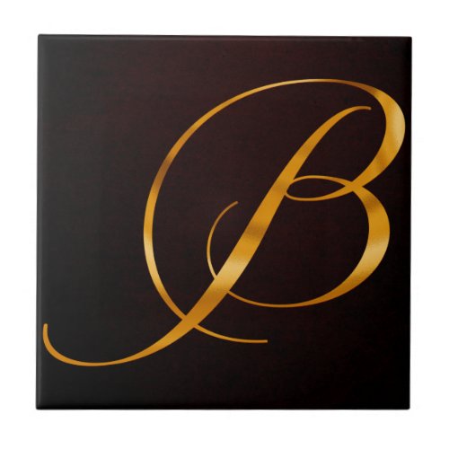 Golden letter B in vintage design Ceramic Tile